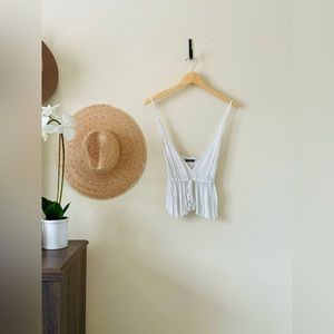 Brandy Melville | White Tie Front Tank Top | Size: O/S